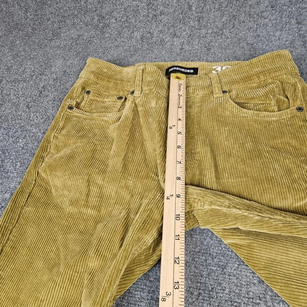SERENEDE Mens Fitted Corduroy Pants 30 Mustard Yellow Gold Slim Stretch RN166138
